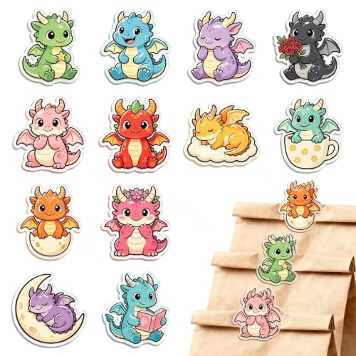 MAYJOYDIY 24Pcs 12 Styles Cute Dragon Bag Clips Western Animal Acrylic Chip Clips Funny Kitchen Snack Bag Sealer Sealing Closures for Office Bread Snack Food Storage Airtight Seal Grip