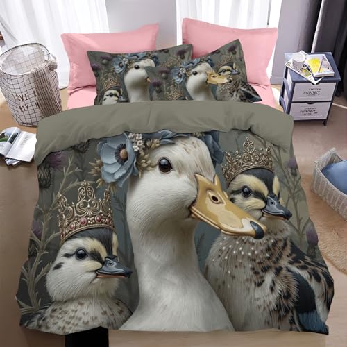 Parure de lit 3D canards blancs violet microfibre douce