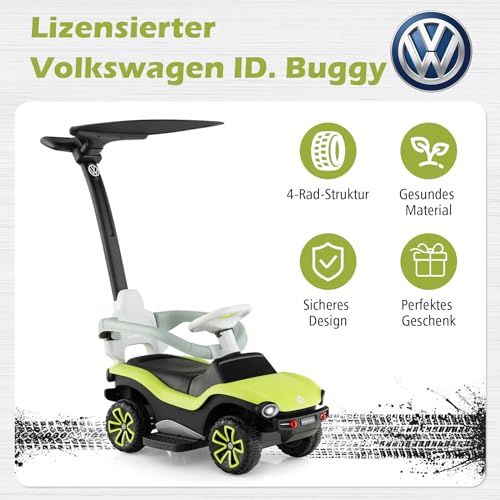 DREAMADE Rutschauto für Kinder, Volkswagen Rutscher mit 3-stufig Verstellbarem Schiebegriff, Verdeck, Geländer, Scheinwerfer, Hupe & Musik, 3-in-1 Rutschfahrzeug für Kinder 1-3 Jahren – Bild 8
