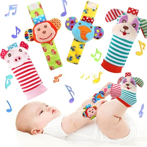 Image of AZEN Baby Rattle Socks - Baby Toys 3-6 Months, Wrist Rattles for Newborns to 6 Month Olds