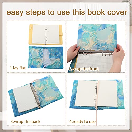 Teling 9 Pack Stretchable Jumbo Fabric Book Covers Colorful Durable Washable Reusable Nylon Protective Covers for School Textbooks Hardcover Paperback Books 9 x 11 Inches(Marble)