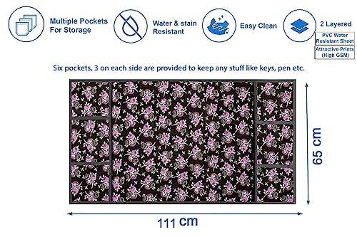 Image of The Furnishing Tree Fridge Top Cover Compatible for Samsung RR20C1723R8 /HL, 183 LTR WxL 65x111 in CM Floral Pattern Black Purple
