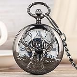 ★ Diseño noble: el reloj de bolsillo, tiene el patrón de cabra en la superficie con caja negra y cadena de aleación gruesa que lo hace lucir muy noble y distintivo.