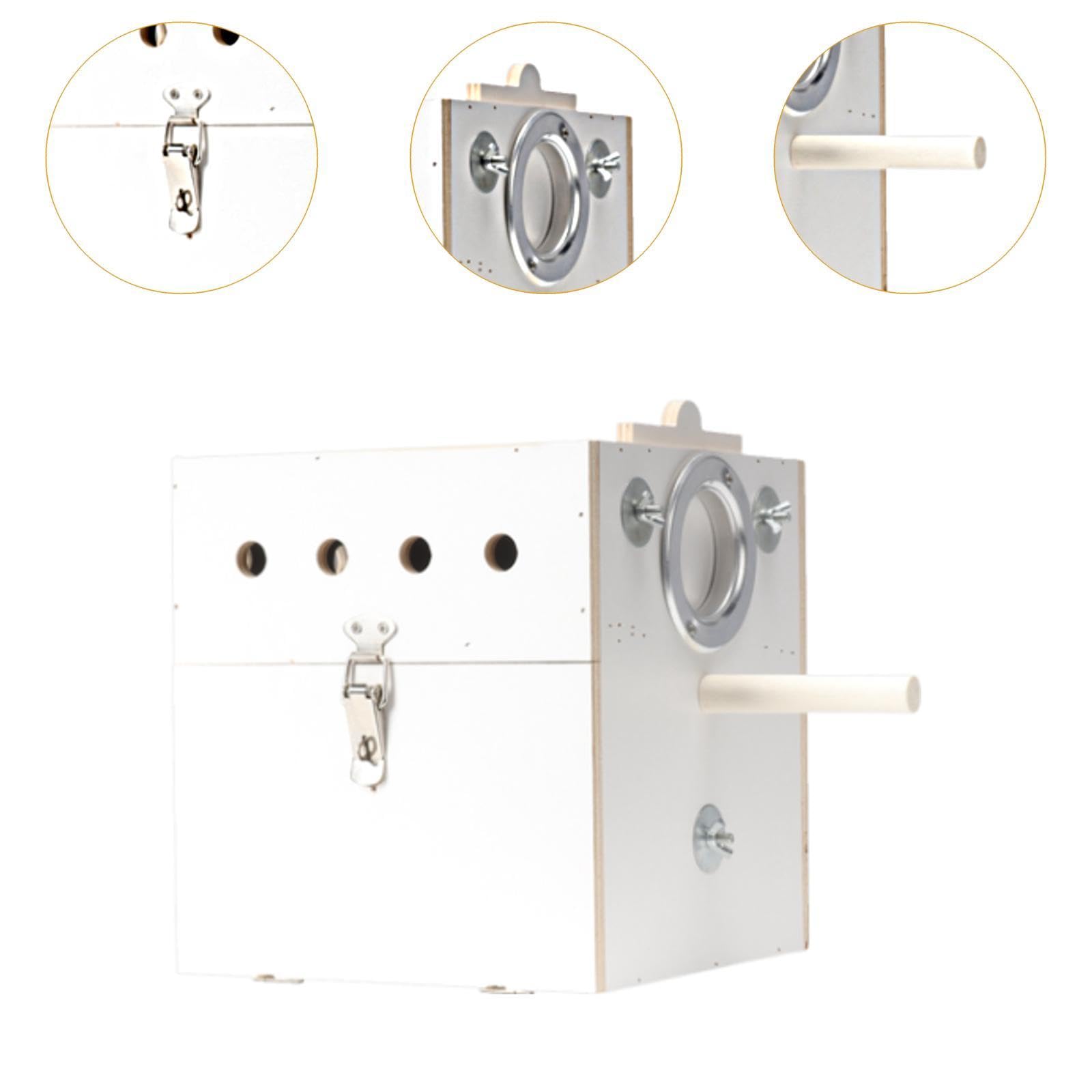 Pájaros Caja Criadora de Madera para Loros Y Periquitos Caja de Apareamiento para Pequeñas Aves Segura para Canarios Y Pinzo, Dejado Colgado Blanco