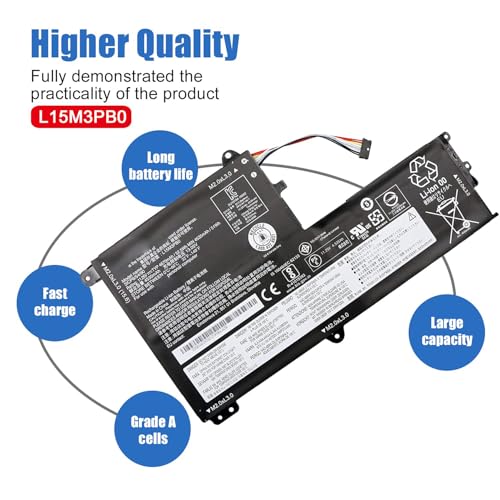 Image of L15M3PB0 11.25V 52.5Wh /4670mAh 3-Cell Laptop Battery Compatible with Lenovo IdeaPad 330S-14IKB 330S-14AST 330S-15ARR 330S-15IKB 330S-15AST Series Notebook L15L3PB0 L15C3PB1 (Type 1)