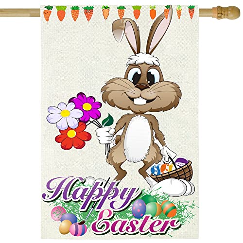 Easter Bunny Garden Flag,Burlap Welcome Garden Flag,Cute Rabbit Yard Flag Outdoor Decor Banner 12.5 X 18 Inch (Colorful Bunny Garden Flags) #TOP7