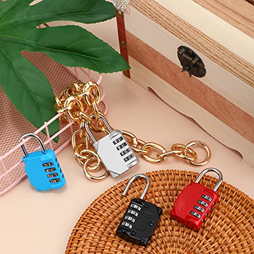 Foto von Hotop 4 Stellig Zahlenschloss Vorhängeschloss Schloss mit Zahlencode Spind Schloss für Fitnessstudio Schule und Kofferschloss Individuell Einstellbarer Zahlencode (Schwarz, Silber, Rot, Blau, 4)