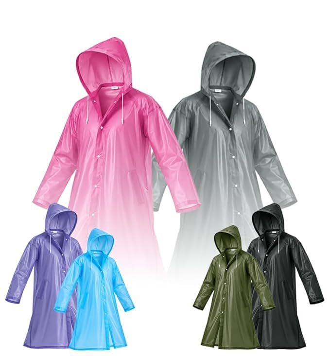 Waterproof Hooded Raincoat for Men & Women | Full Length Reusable PVC Rain Wear | Lightweight Windproof Rain Jacket with Front Button Closure & Pockets-image-24