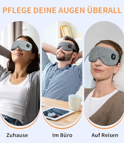 AROMA SEASON Wärmebrille mit Akku ohne Kabel zur Linderung von trockenen Augen, Gerstenkorn, Blepharitis | Waschbar und wiederaufladbar | grau