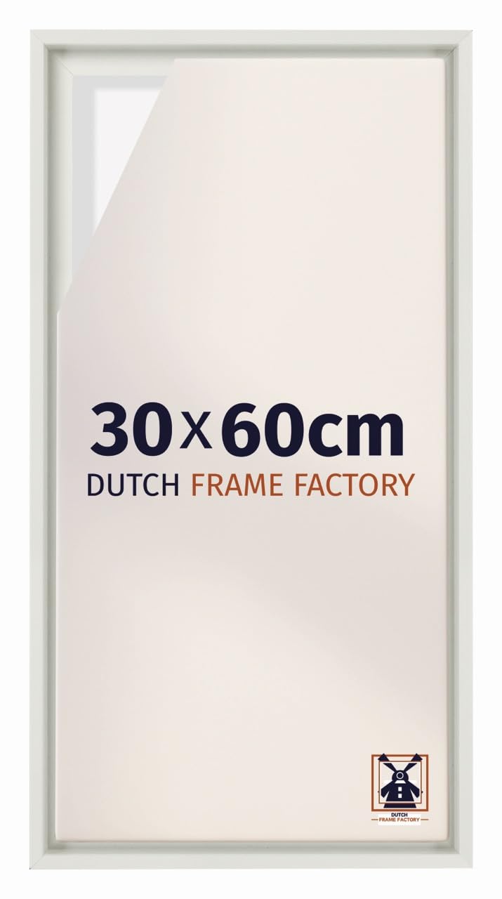 Dutch Frame Factory - Schattenfugenrahmen 30x60 - White Matte - Rahmen für Leinwand Bilder auf Keilrahmen - MDF - Lausanne