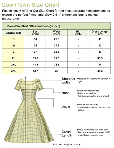 Gowntown Women's 1950S Polka Dot Vintage Dresses Audrey Hepburn Style Party Dresses (Dark Yellow, Medium) #TOP2