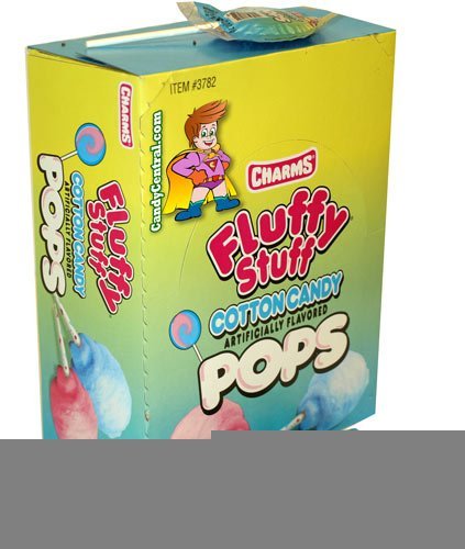 Charms Fluffy Stuff Cotton Candy Pops 48ct Box by Fluffy Stuff Cotton Candy Pops