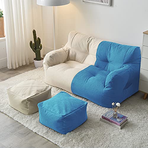 Funda de sofá Tipo puf (sin Relleno), con Costuras Beige y Azul, para Interior y Sala de Estar.