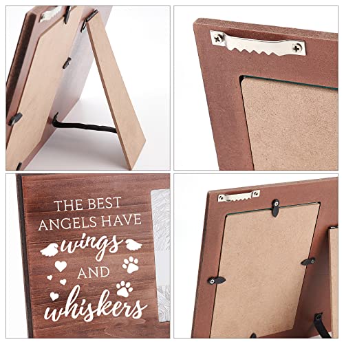 FINGERINSPIRE The Best Angels Have Wings and Whiskers Picture Frame 10x15cm Pet Memorial Picture Frame with Paw Prints Pattern Hanging/Tabletop Wooden Pet Sympathy Gift Frame for Loss of Dog or Cat - Image 4