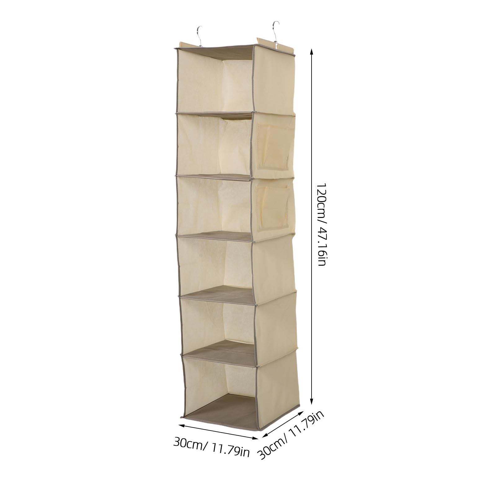 Sosoport Organizador Colgante Beige 6 Niveles y Compartimentos Separados, Construcción Resistente y de Espacio para Armario de Tela No Tejida Adecuado para Dormitorios
