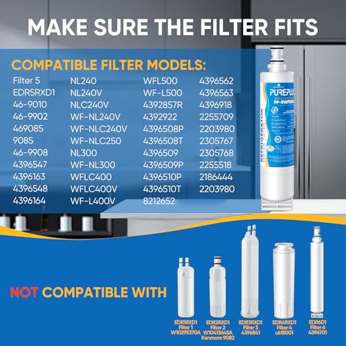 Image of PUREPLUS 4396508 Refrigerator Water Filter, Replacement for EDR5RXD1, EveryDrop Filter 5, 4396510, 4392857, Kenmore 46-9010, 9085, LC400V, WF-NLC240V, RFC0500A, WF285, W10186668, 2Pack
