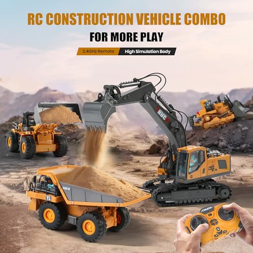 Image of Dwi Dowellin Rc excavators,Remote Control Front Loader,Construction Vehicle for Boys Ages 3-12, Gift for Birthday Christmas