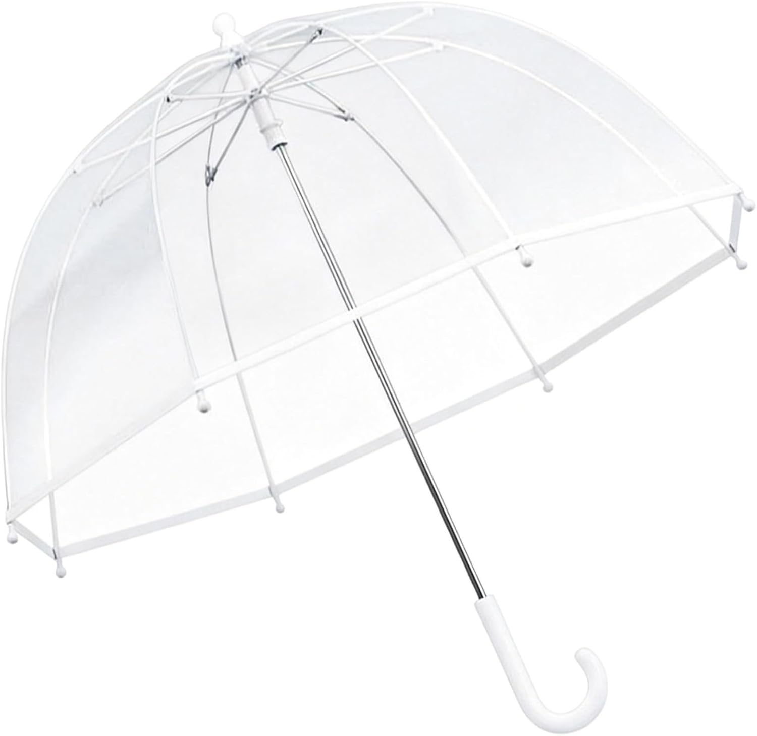 Kids Clear Bubble Stick Umbrella-Safety Transparent Dome, Lightweight Rainproof & Easy Grip Curved Handle Cute Kid Umbrellas for Toddler Boys Girls