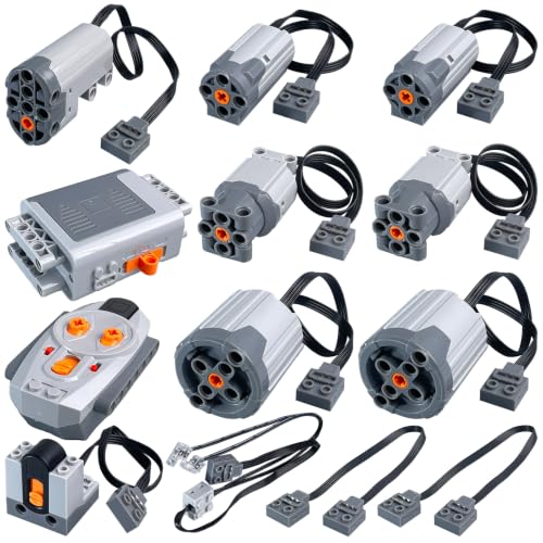 13-in-1 Power Function Motors Set Compatible with Technology Bricks The Kit Parts Includes M L XL Servo Motor AA Battery Box 2.4G Remote Control Receiver Christmas and Birthday Gifts for MOC Player