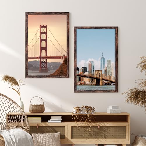 Image of BESCRCL 20x30 Picture Frame Brown, Poster Frames Wall Hanging, Display Pictures 20 x 30 without Mat, 1 Pack