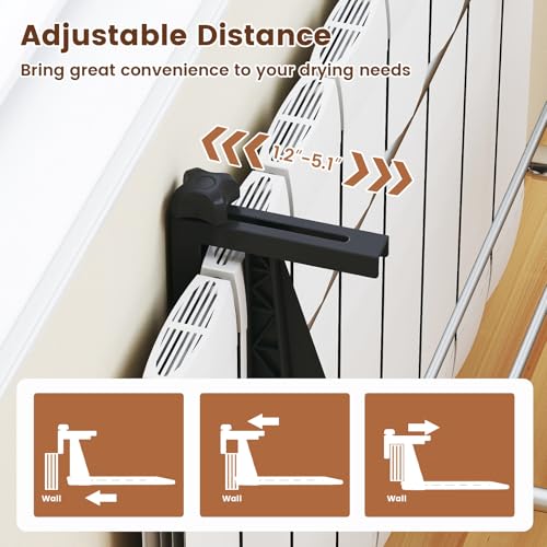 Image of Tangkula Portable Clothes Drying Rack, Extendable Radiator Clothes Airer with Robust Aluminum Frame for Balcony Railings Windowsill, Folding Towel Rack for Indoor & Outdoor Use (Small)
