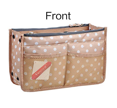 Vercord Updated Purse Handbag Organizer Insert Liner Bag In Bag 13 Pockets Beige Dot Small #TOP3