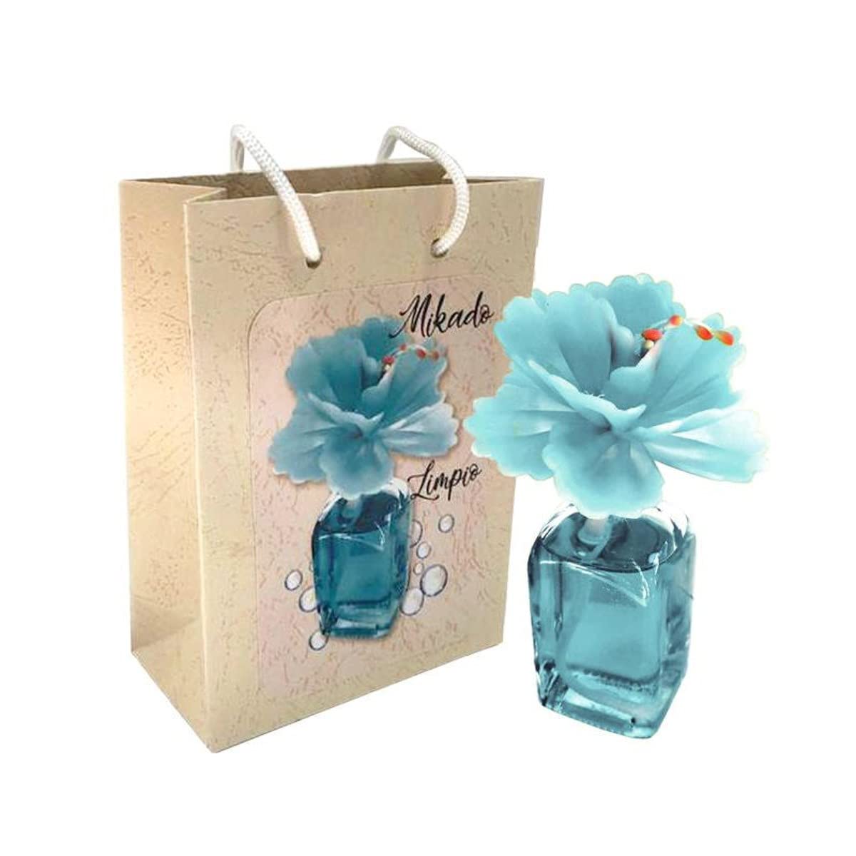 CAPRILO. Lote de 8 Ambientadores Mikado Frasca Perfume Limpio Flor en Bolsa Decorativa a Juego. Regalos Originales. Complementos. Detalles para Bodas, Comuniones, Bautizos y Cumpleaños. CC