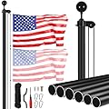 VEVOR 30 Feet Sectional Flagpole Kit, Heavy Duty Aluminum Alloy Flag Poles for Outside House in Ground, 3 Display Modes with 3x5 American Flag, Professional Accessories, Black