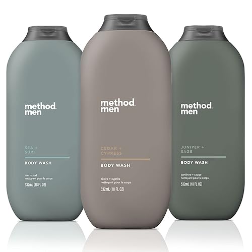 Method Gel de baño para hombre, paquete de 3 unidades de 18 onzas cada uno (Sea + Surf, Cedro + Cypress, enebro + salvia)