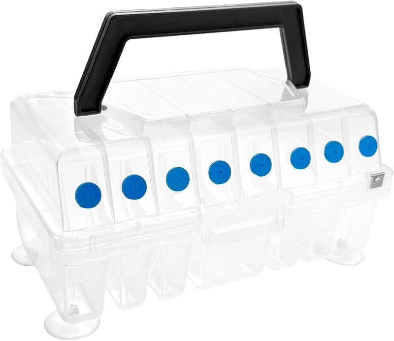 Aventik Clear Fishing Line Organizer Built-in Cutter & Silicone Holes 6C/8C Clear Tangle Free Spool Storage Box for Fishing Line Management