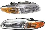 Garage-Pro Headlight Assembly Compatible with 1996-2000 Chrysler Sebring, Set of 2, Driver and Passenger Side, Clear Lens
