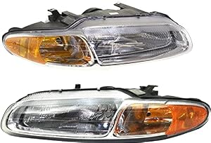 Garage-Pro Headlight Assembly Compatible with 1996-2000 Chrysler Sebring, Set of 2, Driver and Passenger Side, Clear Lens