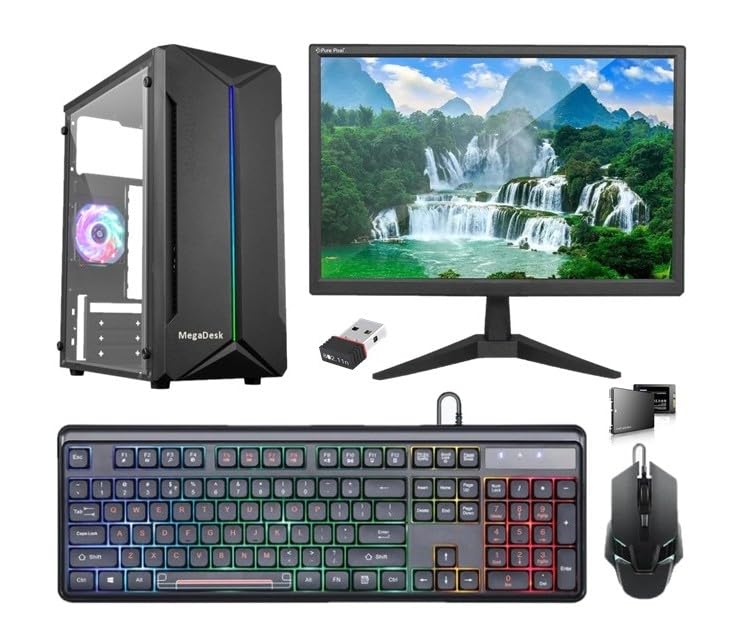 All-in-One Desktop Computer Set, i7 2600, 16 GB RAM, 500 GB SSD, 4GB Graphics Card, 22" HD LED Monitor, RGB Keyboard & Mouse, WiFi, Windows 10 Pro, MS Office (16-500-4GB)