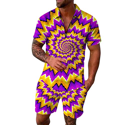 Ensemble chemise et short homme fermeture éclair et impression 3D