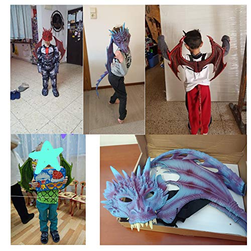 Ho.volta Children's Dragon Wing Costume Dinosaur Tail Mask Set Cosplay Kids Halloween Dragon Costume (Purple Set) #TOP6