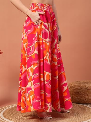 Image of KZULLY | Palazzo for Women | Solid & Printed | Stylish Wide-Leg | Comfortable Elastic Waist Bottomwear