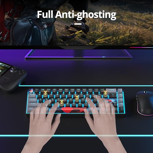 Image of 65 Percent Gaming Keyboard 68 Keys Mechanical Keyboard LED Backlit Ultra Compact Wired Key Board with Red Switch for Windows Laptop Gamer(68Dark)