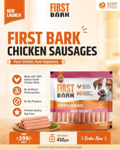 Image of Chicken Sausages for Dogs 450g (Pack of 1), High Protein Made with 100% Human Grade Chicken Meat Dog Treats, Soft & Tasty Training Snacks for All Dog Breeds By DogsNCats
