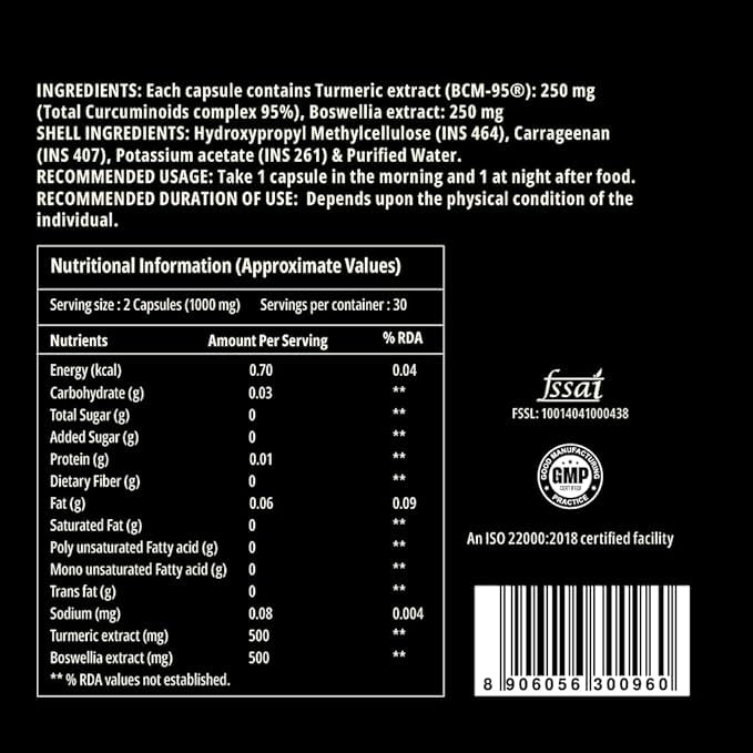 Curegarden Joint Rescue - Joint Support Supplement with Curcumin & AKBA Boswellia Extract - Reduce Inflammation, Improve Mobility & Flexibility - Suitable for Arthritis Pain &joint pain Relief - 30 Capsules - Image 9 thumbnail