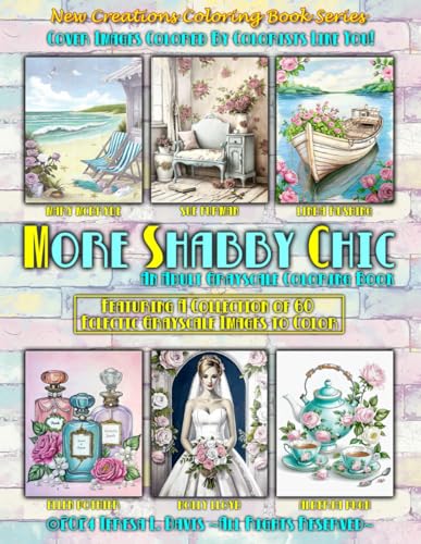 New Creations Coloring Book Series: More Shabby Chic: An adult grayscale coloring book (coloring book for grownups) featuring a collection of eclectic ... choice of medium, suitable for framing.