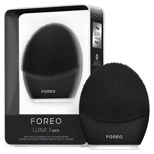 FOREO LUNA 3 Men Facial Cleansing Brush for Skin & Beard, Combination skin, Anti Aging Face Massager, Enhances Absorption of Facial Skin Care Products, Face Care, Simple & Easy, Waterproof