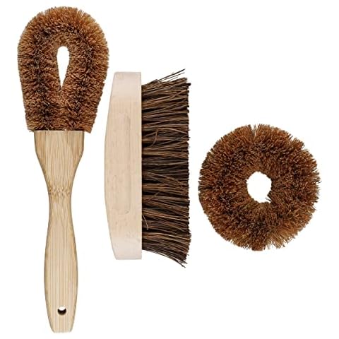 Natural Elements Eco-Friendly Coconut Cleaning Brush Set, 3 Pieces, Display Boxed Cover