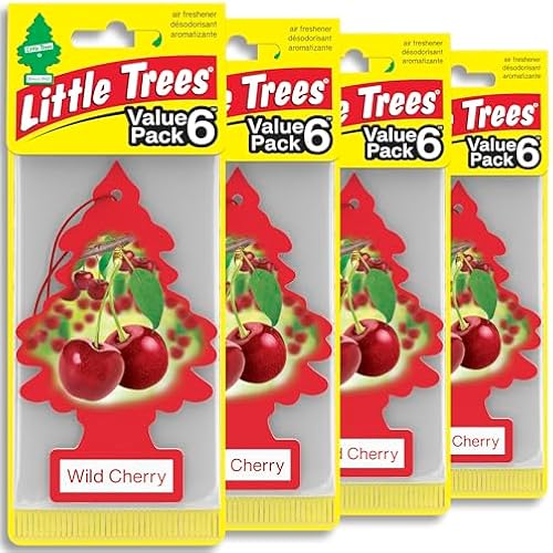 LITTLE TREES Car Air Freshener | Hanging Tree Provides Long Lasting Scent for Auto and Home | 24 Air Fresheners |Wild Cherry