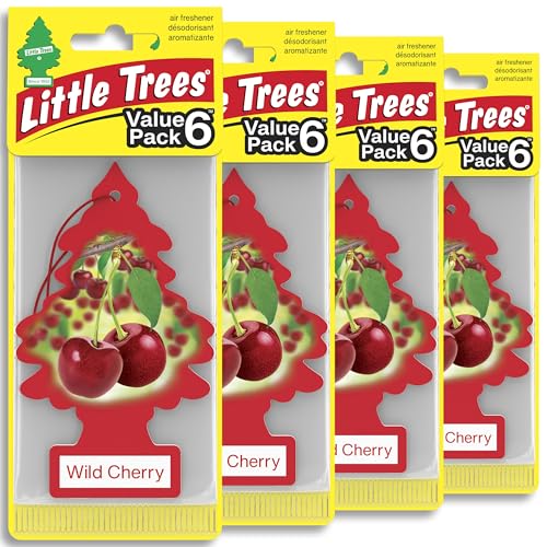 Image of LITTLE TREES Car Air Freshener | Hanging Tree Provides Long Lasting Scent for Auto and Home | 24 Air Fresheners |Wild Cherry