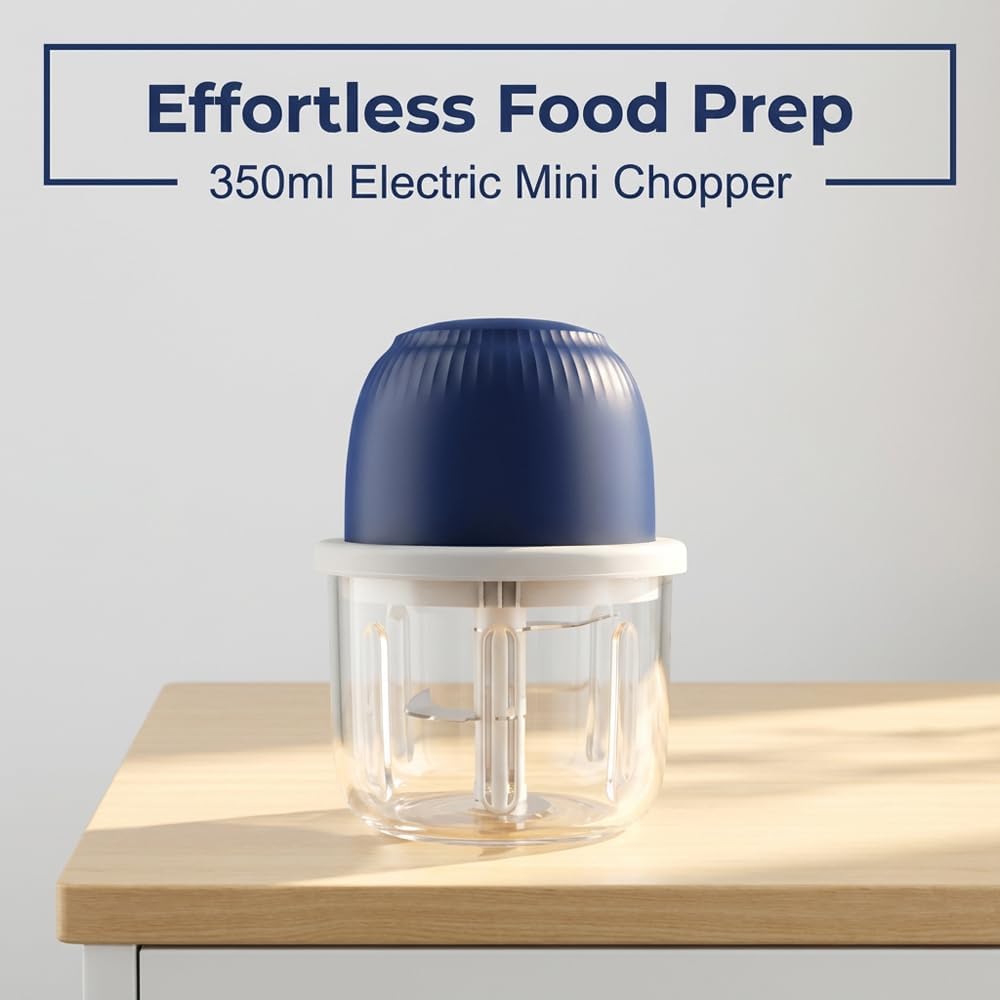 Electric Garlic Chopper, Portable Mini Food Processor, Upgrade Cordless Chopper for Home Cooking, Rechargeable Onion Chopper for Kitchen Users (1 * Blue)