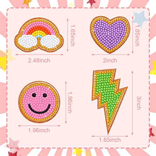 28 Pieces Diamond Art Stickers 5D Diy Diamond Painting Kits For Kids Diy Diamonds Dots Crafts Rainbow Lightning Heart Diamond Painting Stickers For Kids And Adult Beginners Gifts #TOP3