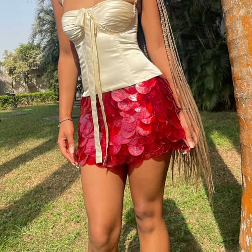 Sequin Skirt for Women Sparkle Beaded Mini Skirt Night Out Party Club Sparkly Skirts Glitter Skirts for Women2