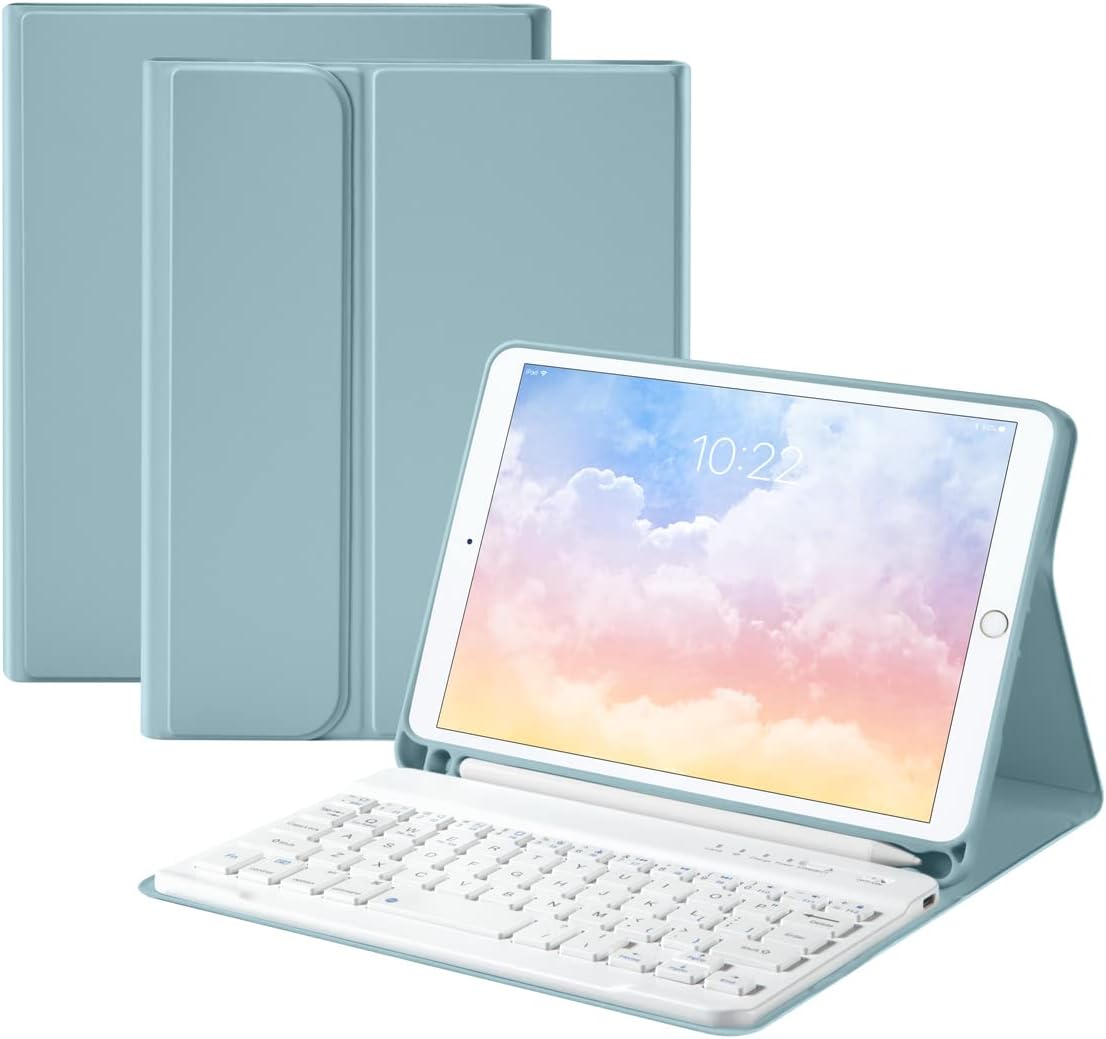 Keyboard Case for iPad Mini4 /5 7.9inch,Wireless Detachable Keyboard Case with Pencil Holder(Blue)