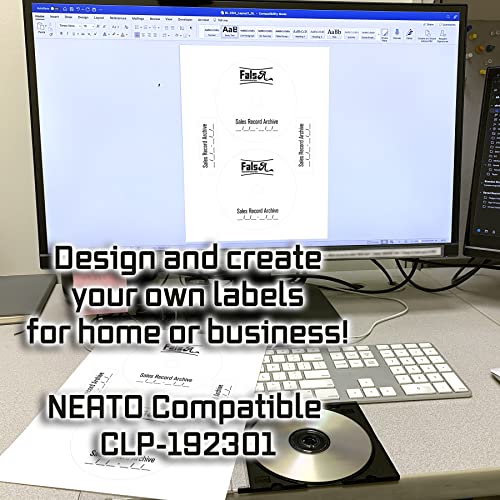 Image of CD /DVD Label Full Face | Qty 2000 Disc, 2000 Spine | 1000 Sheets Total | Permanent White Matte | Inkjet & Laser Compatible | Neato Small Center Style | Spine & Case Labels | Blank Label