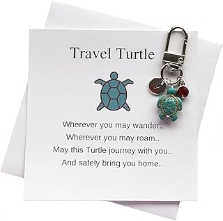 Tarieson Travel Turtle Keychain Wherever You May Wander Good Luck Charm Gifts for Family Friends